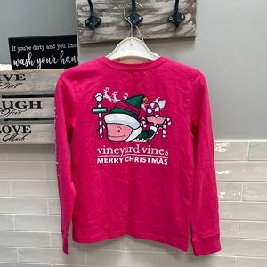 NWOT Vineyard Vines Girls Merry Christmas Elf Whale Long Sleeve Tee